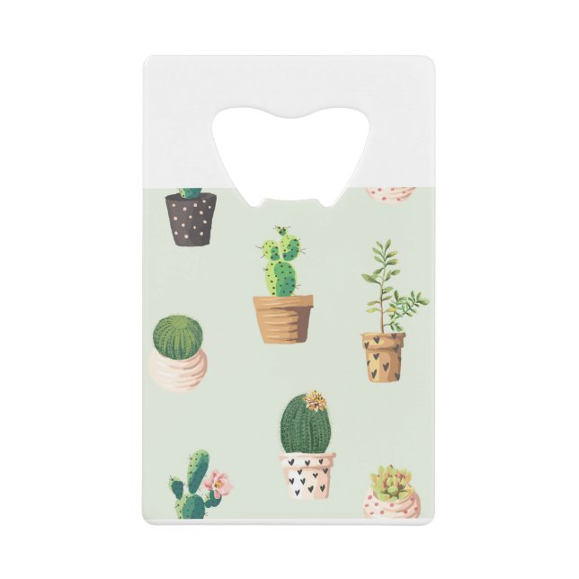 Abrebotellas De Tarjeta De Crédito Cactus Plants Pots Flowe Pattern Cute (Anverso)