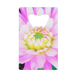 Abrebotellas De Tarjeta De Crédito Cactus rosados, blancos y amarillos Dahlia Macro