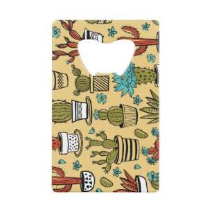 Abrebotellas De Tarjeta De Crédito Cactus Succulent: Esbozo dibujado a mano