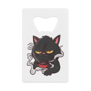 Abrebotellas De Tarjeta De Crédito Café de la mañana del gato negro