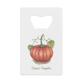 Abrebotellas De Tarjeta De Crédito Calabaza Cuidada Con Vinas En Acuarela