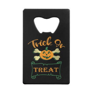 Abrebotellas De Tarjeta De Crédito Calabaza de Halloween con truco o tratar cruces