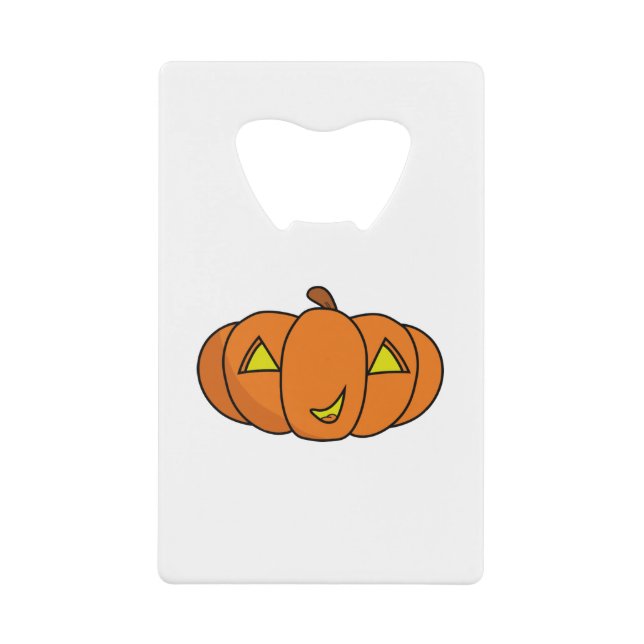 Abrebotellas De Tarjeta De Crédito Calabaza de Halloween sonriente (Anverso)