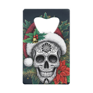 Abrebotellas De Tarjeta De Crédito Calavera de Azúcar de Santa