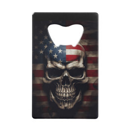 Abrebotellas De Tarjeta De Crédito Calavera de la bandera americana