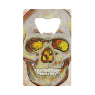 Abrebotellas De Tarjeta De Crédito Calavera dibujada a mano