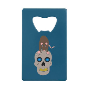 Abrebotellas De Tarjeta De Crédito Calavera gótica y Rat Halloween
