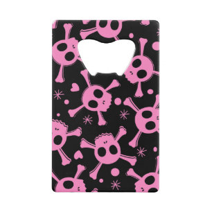 Abrebotellas De Tarjeta De Crédito Calavera pirata: Patrón de corazones brutales