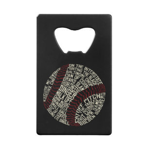 Abrebotellas De Tarjeta De Crédito Calligrama de jerga de béisbol