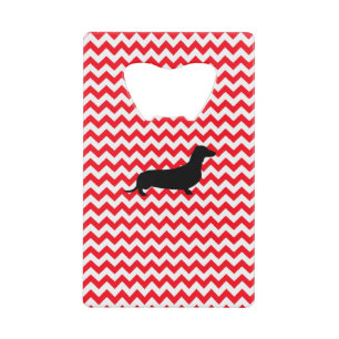 Abrebotellas De Tarjeta De Crédito Camión Rojo Chevron Con Dachshund