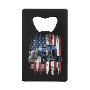 Abrebotellas De Tarjeta De Crédito Camionero Conductor De Camión De Bandera Estadouni