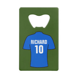 Abrebotellas De Tarjeta De Crédito Camisa de fútbol en azul