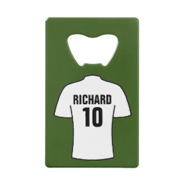 Abrebotellas De Tarjeta De Crédito Camisas de fútbol en blanco