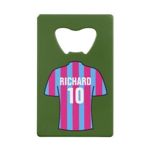 Abrebotellas De Tarjeta De Crédito Camisas de fútbol en Claret y Blue