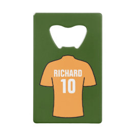 Abrebotellas De Tarjeta De Crédito Camisas de fútbol en el viejo oro