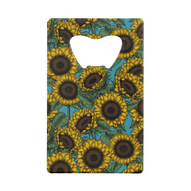 Abrebotellas De Tarjeta De Crédito Campo de girasol (Anverso)