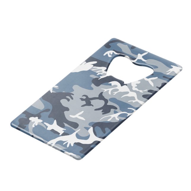 Abrebotellas De Tarjeta De Crédito Camuflaje azul de nieve en invierno, ejército (Ángulo frontal)