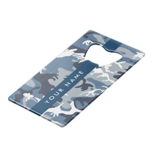 Abrebotellas De Tarjeta De Crédito Camuflaje Azul Nieve de Invierno Personaliza tu no
