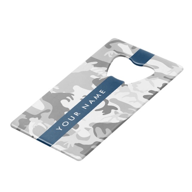 Abrebotellas De Tarjeta De Crédito Camuflaje gris de nieve en invierno Tu nombre pers (Ángulo frontal)