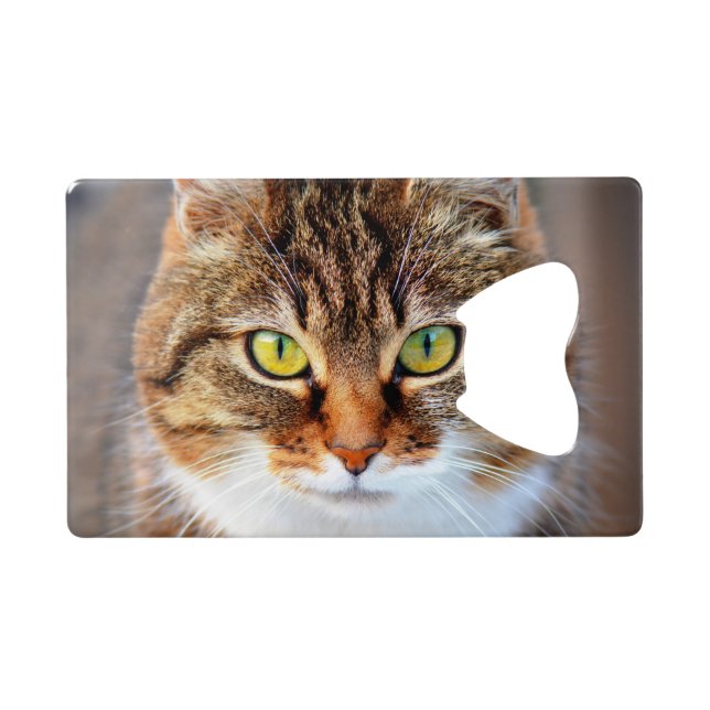 Abrebotellas De Tarjeta De Crédito Cara de gato (Reverso Horizontal)
