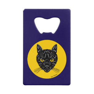 Abrebotellas De Tarjeta De Crédito Cara de Gato Negro