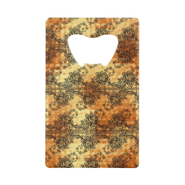 Abrebotellas De Tarjeta De Crédito Cara negra sobre el oro impactante (Anverso)