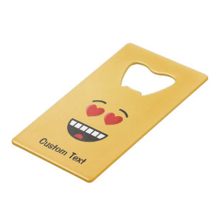 Abrebotellas De Tarjeta De Crédito Cara sonriente con ojos en forma de corazón