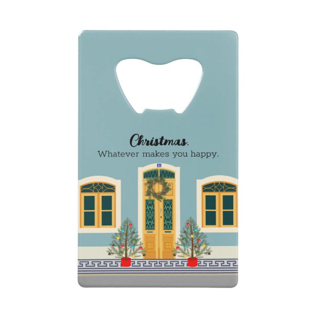 Abrebotellas De Tarjeta De Crédito Casa de Navidades portugueses festivos (Anverso)