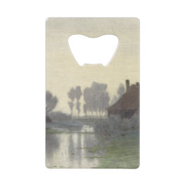 Abrebotellas De Tarjeta De Crédito Casas Boer en el agua en la niebla matutina