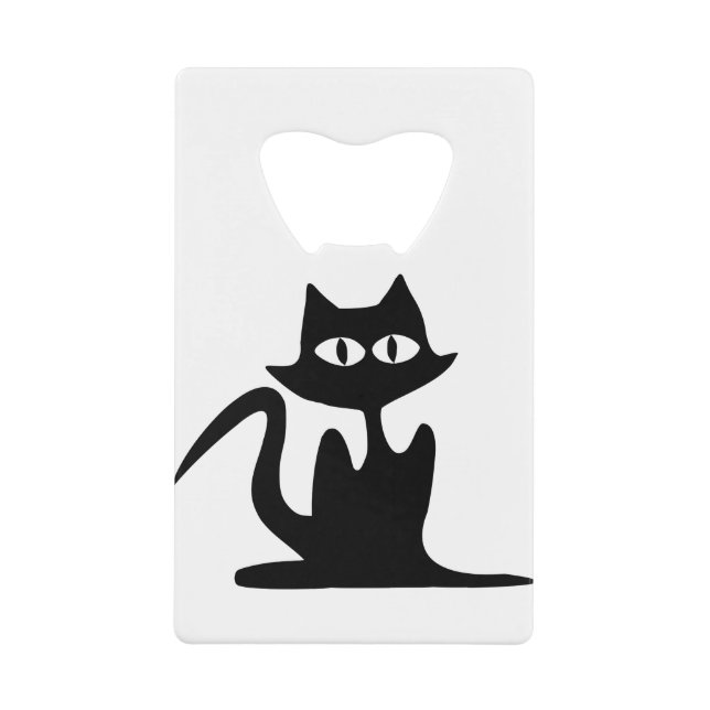 Abrebotellas De Tarjeta De Crédito Cat Halloween Black Silhouette Spooky Animal Masco (Anverso)