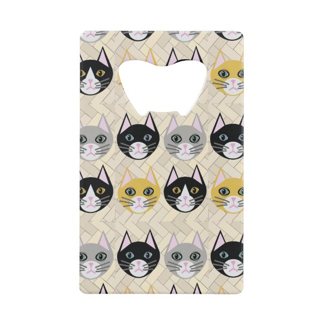 Abrebotellas De Tarjeta De Crédito Cats Herringbone Beige (Anverso)