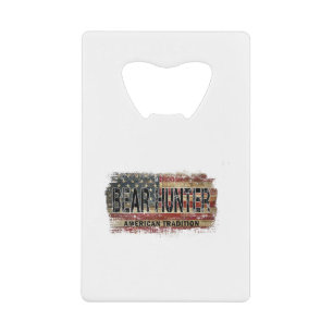 Abrebotellas De Tarjeta De Crédito Cazador de osos de bandera estadounidense