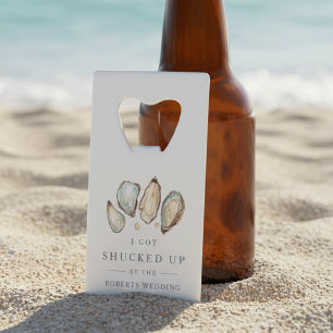 Abrebotellas De Tarjeta De Crédito Cerrado   Favor De Boda De Ostras Costeras