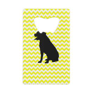 Abrebotellas De Tarjeta De Crédito Chevron amarillo limón con Labrador recuperador