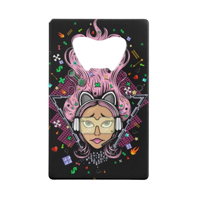 Abrebotellas De Tarjeta De Crédito Chica Gamer (Anverso)