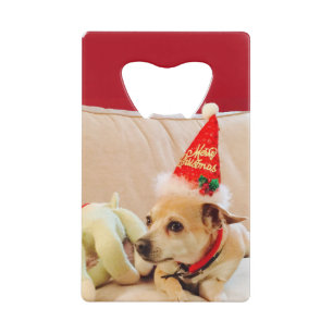 Abrebotellas De Tarjeta De Crédito Chihuahua linda del navidad