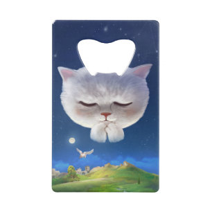Abrebotellas De Tarjeta De Crédito Cielo nocturno soñado con gato