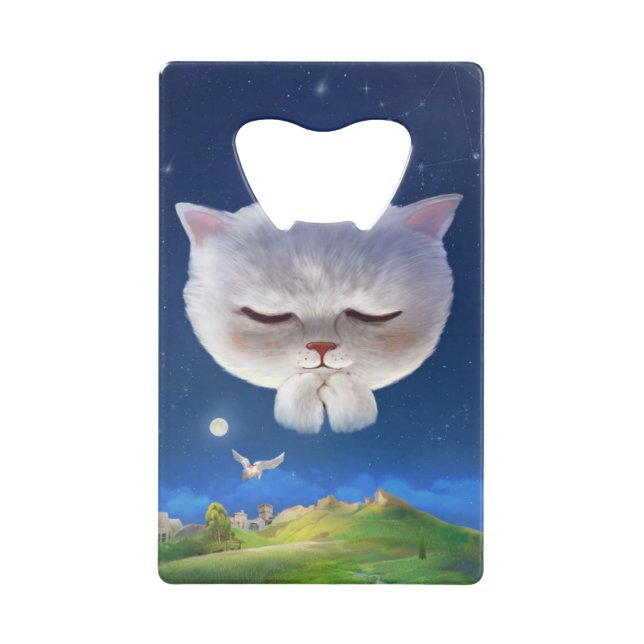 Abrebotellas De Tarjeta De Crédito Cielo nocturno soñado con gato (Anverso)
