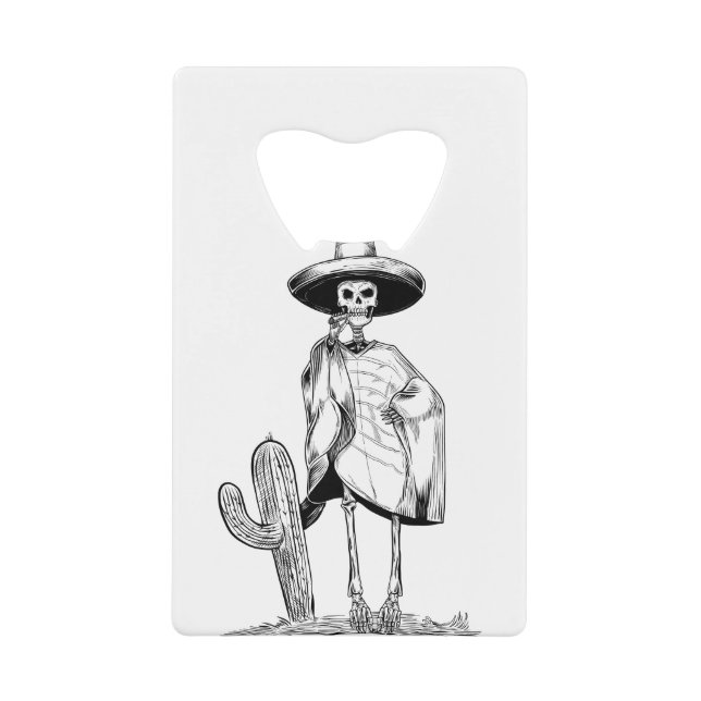 Abrebotellas De Tarjeta De Crédito cinco de mayo skeleton (Anverso)