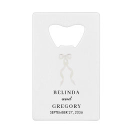 Abrebotellas De Tarjeta De Crédito Cinta de lazo blanco formal elegante boda