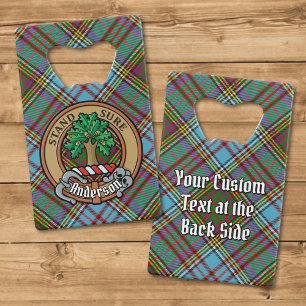 Abrebotellas De Tarjeta De Crédito Clan Anderson Escudo sobre Tartán