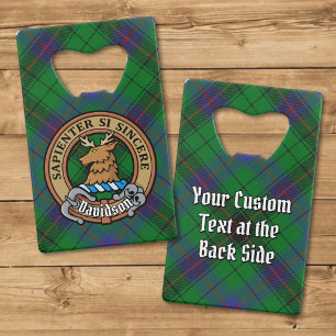 Abrebotellas De Tarjeta De Crédito Clan Davidson Escudo sobre Tartán
