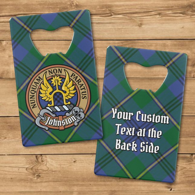 Abrebotellas De Tarjeta De Crédito Clan Johnston Crest over Tartan (Subido por el creador)