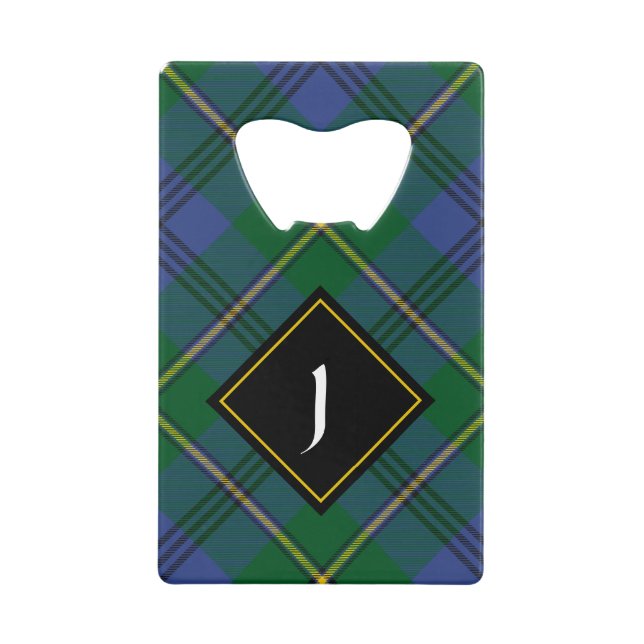 Abrebotellas De Tarjeta De Crédito Clan Johnston Escudo sobre Tartán (Anverso)