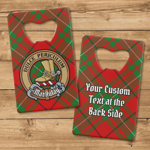 Abrebotellas De Tarjeta De Crédito Clan MacAulay Escudo sobre Tartán