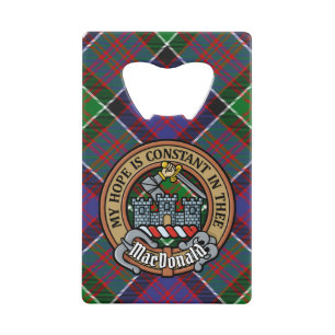 Abrebotellas De Tarjeta De Crédito Clan MacDonald de Clanranald Escudo sobre Tartán