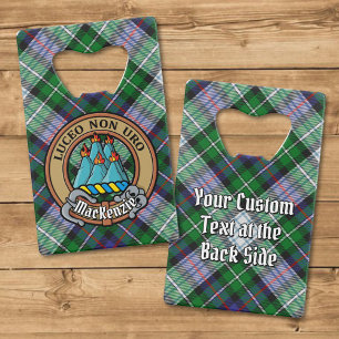Abrebotellas De Tarjeta De Crédito Clan MacKenzie Escudo sobre el vestido Tartán