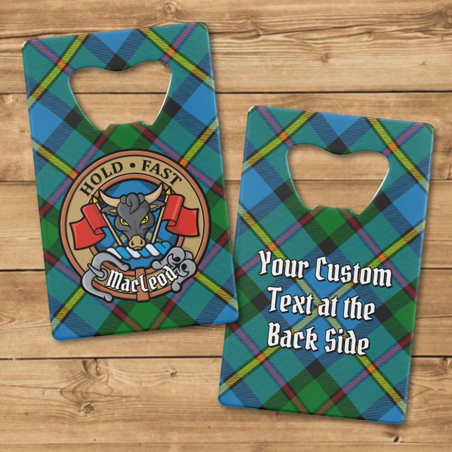 Abrebotellas De Tarjeta De Crédito Clan MacLeod Crest over Hunting Tartan (Subido por el creador)