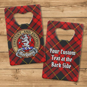 Abrebotellas De Tarjeta De Crédito Clan MacQueen Crest sobre Tartán