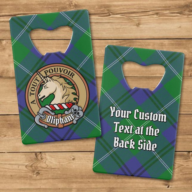 Abrebotellas De Tarjeta De Crédito Clan Oliphant Escudo sobre Tartán (Subido por el creador)